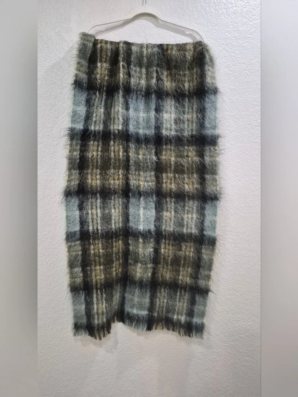 Andrew Stewart Vintage Mohair Wool Throw Blanket Wrap Scotland Plaid 24x75